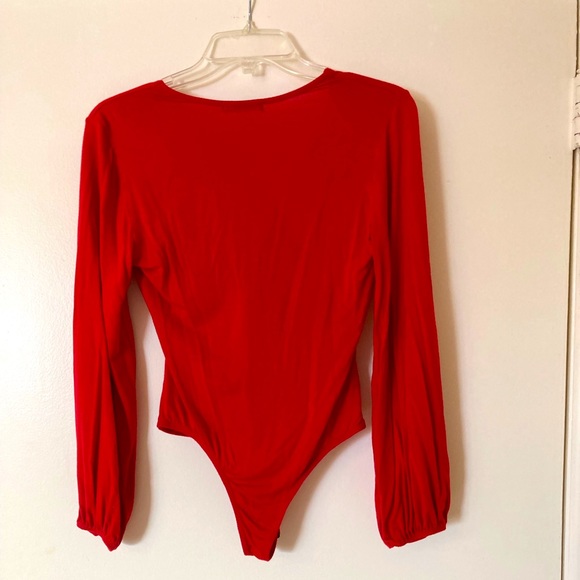 Red Body Suit with Waist Cut Out - Picture 2 of 3